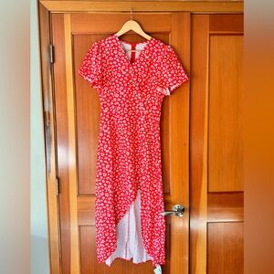 Red Floral Midi Dress